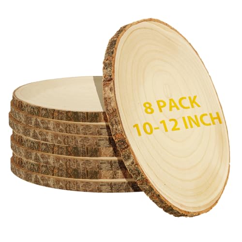 LDHHYH Große Holzscheiben für Tafelaufsätze, 25,4 - 27,9 cm, 8 Stück, runde Holzscheiben für Tischdekoration, Holz-Mittelstücke für Tische, rustikale Holzkreise für Bastelarbeiten und von LDHHYH