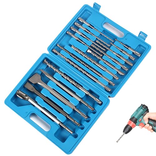 Betonbohrer-Bit-Set, 17-teilige Metallhammer-Bohrer und Meißel, Betonwerkzeuge mit tragbarem Fall für Mauerwerk, Stein, Ziegelstück Betonbohrer-Bit-Set, 17-teilige Metallhammer-Bohrer und Meißel, Betonwerkzeuge mit tragbarem Fall für Mauerwerk, Stein, Ziegelstück von LDJFCCA