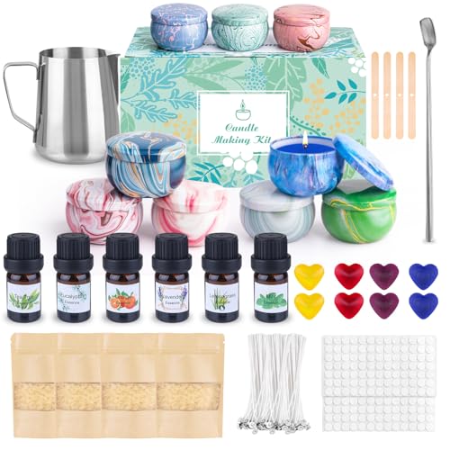 LDUMODUW Kerzen Selber Machen Set, DIY Kerzenherstellung Kits für Erwachsene Anfänger, Duftkerze mit 480G Bienenwachs, 8 Farbstoffe, 6 Duftöl, Wachsschmelztopf, 100 Kerzendochte, 9 Dosen LDUMODUW Kerzen Selber Machen Set, DIY Kerzenherstellung Kits für Erwachsene Anfänger, Duftkerze mit 480G Bienenwachs, 8 Farbstoffe, 6 Duftöl, Wachsschmelztopf, 100 Kerzendochte, 9 Dosen von LDUMODUW