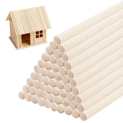 LDXDRU 100 Stück Holzstäbchen zum Basteln，Ø 10mm x 30cm Holzstäbe rund natur，Lange Rundhölzer，Bambusstäbe rund Natürliche Holzstäbe für Modellbau, DIY, Deko & Handwerk von LDXDRU
