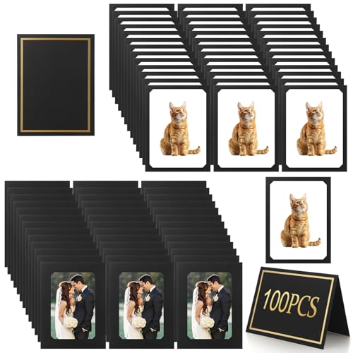 LDXDRU 100 Stück Papier-Bilderrahmen, Papp-Bilderrahmen mit Staffelei, schwarzer Papier-Bilderrahmen für 12,7 x 17,8 cm oder 10,2 x 15,2 cm, DIY-Kartonrahmen für Hochzeiten, Abschlussfeiern LDXDRU 100 Stück Papier-Bilderrahmen, Papp-Bilderrahmen mit Staffelei, schwarzer Papier-Bilderrahmen für 12,7 x 17,8 cm oder 10,2 x 15,2 cm, DIY-Kartonrahmen für Hochzeiten, Abschlussfeiern von LDXDRU