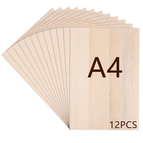 LDXDRU 12 Stück Bastelholz Holzplatte A4 Sperrholzplatte 3 mm Sperrholzplatten Balsaholz Balsaholzspäne Holzplatten zum Basteln für zum Basteln, Modellbau, Laserprojekte, Gemälde Kunst, 300x210 mm LDXDRU 12 Stück Bastelholz Holzplatte A4 Sperrholzplatte 3 mm Sperrholzplatten Balsaholz Balsaholzspäne Holzplatten zum Basteln für zum Basteln, Modellbau, Laserprojekte, Gemälde Kunst, 300x210 mm von LDXDRU