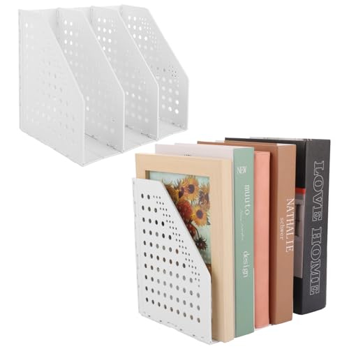 LDXDRU 2 Stück Faltbarer Stehsammler, Aktenmagazinhalter Kunststoff Zeitschriftenhalter mit 3 Fächer, Zeitschriftensammler Stehordner für Büro Organizer, Schreibtisch Organizer von LDXDRU