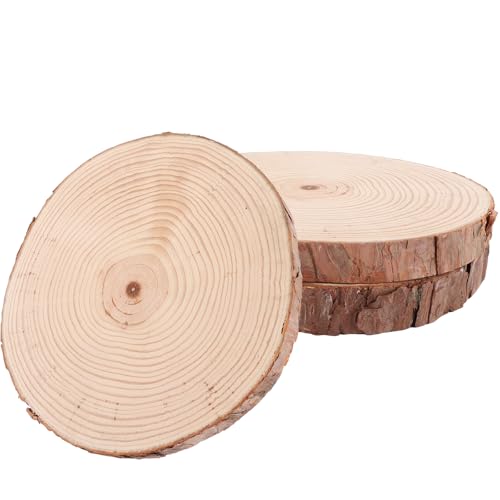 LDXDRU 3 Stück Kiefernholz Baumscheiben 20-24 cm Durchmesser Ohne Loch, Runde Holzscheiben zum Basteln, Hochzeit & Weihnachten Dekoration von LDXDRU