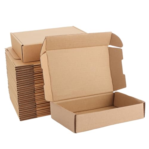 LDXDRU 50 Stück Maxibriefkartons 14x9x3CM Klein Versandkartons Kleinpaket Karton für Postversand, Versandtaschen Warensendung Verpackungskartons für Geschäft, Aufbewahrung oder Geschenkbox, Braune von LDXDRU
