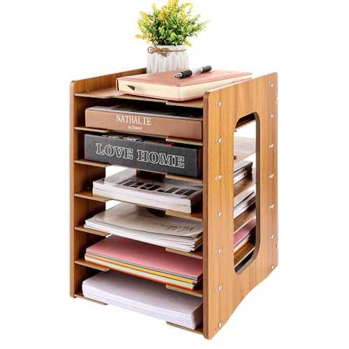LDXDRU A4 Holz Dokumentenablage, Schreibtisch Organizer Briefablage 7 Ablagefächer Bürobedarf Dokumentenhalter für Büro Schule Office, 31 x 27 x 38,6cm von LDXDRU