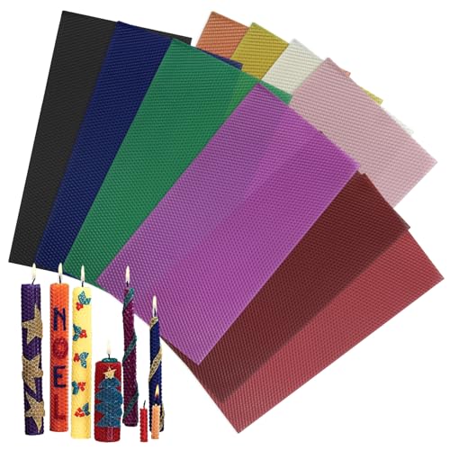 LDXDRU Bienenwachsblätter für Kerzenherstellung, 11 helle Farben, Bienenwachskerzenherstellungs-Set für selbstgemachte Kerzen, 12 Stück, 20,3 x 40,6 cm von LDXDRU
