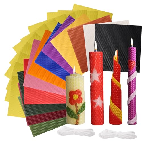 LDXDRU Bienenwachskerzen-Bastelset, 24 Stück, 20 cm, 12 Farben, natürliche Bienenwachsbögen mit Dochten, machen Sie Ihre eigenen idealen Kerzen-Kits, Kerzenherstellung Rollsets LDXDRU Bienenwachskerzen-Bastelset, 24 Stück, 20 cm, 12 Farben, natürliche Bienenwachsbögen mit Dochten, machen Sie Ihre eigenen idealen Kerzen-Kits, Kerzenherstellung Rollsets von LDXDRU