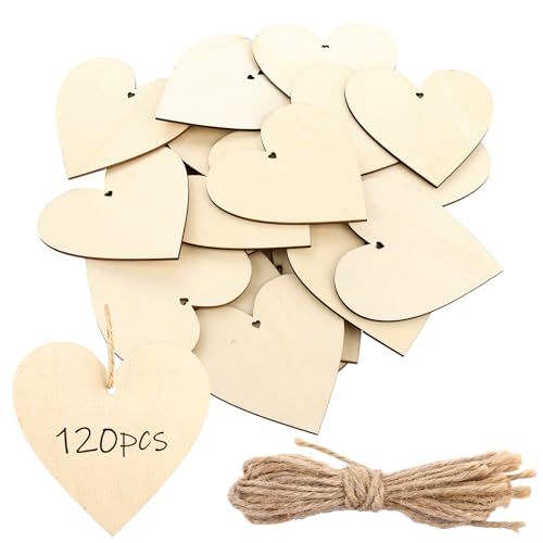 LDXDRU Holzherzen mit Bindfäden, unlackierte Holzherzen mit Löchern, blanko, herzförmig, Holzdekor für Hochzeiten, Partys, Jubiläen, personalisierte Geschenke, Basteln, 120 Stück LDXDRU Holzherzen mit Bindfäden, unlackierte Holzherzen mit Löchern, blanko, herzförmig, Holzdekor für Hochzeiten, Partys, Jubiläen, personalisierte Geschenke, Basteln, 120 Stück von LDXDRU