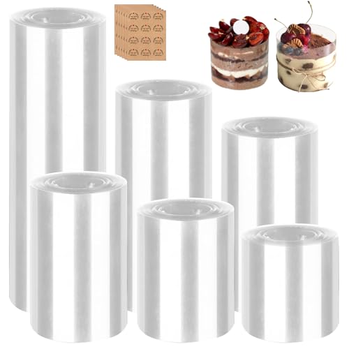 LDXDRU Tortenrandfolie 6 Rollen Tortenrandfolie Wiederverwendbare, 6/8/10/12/15/20 cm Tortenfolie Verdickte, 10M Transparent Acetat Rolle Verdicken für Tortendeko Schokolade Mousse Dessertringe LDXDRU Tortenrandfolie 6 Rollen Tortenrandfolie Wiederverwendbare, 6/8/10/12/15/20 cm Tortenfolie Verdickte, 10M Transparent Acetat Rolle Verdicken für Tortendeko Schokolade Mousse Dessertringe von LDXDRU