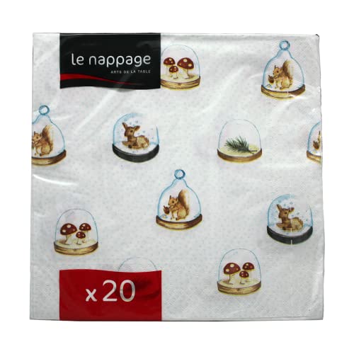 20 Servietten, Schneekugel, Watte, 3-lagig, 40 x 40 cm von LE NAPPAGE ARTS DE LA TABLE