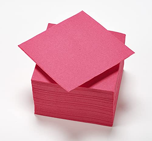 Le Nappage - Papierservietten Tex Touch - Farbe Pink - FSC®-zertifizierte Servietten - Recycelbar und biologisch abbaubar - Packung mit 50 pinken Servietten Größe 24 x 24 cm von LE NAPPAGE ARTS DE LA TABLE