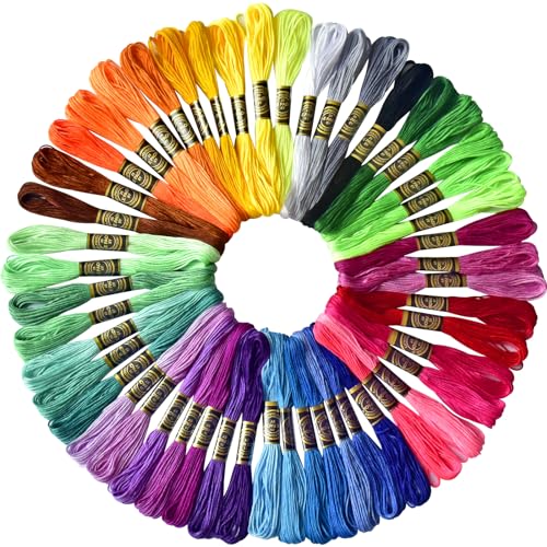 Stickgarn, 50 Knäuel, Regenbogenfarbe pro Packung, Kreuzstichgarn, Freundschaftsbänder, Bastelgarn (50) von LE PAON