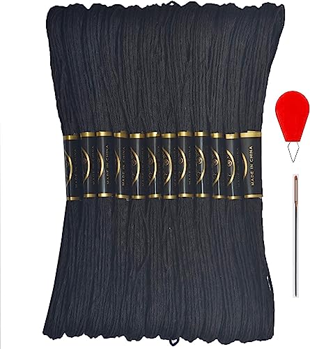 Sticktwist – Kreuzstichgarne – Freundschaftsarmbänder Floss – Basteltwist 12 Knäuel pro Packung und Gratis Set mit 2 Sticknadeln und 1 Nadeleinfädler (schwarz) von LE PAON