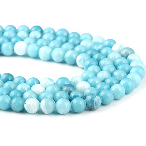 Larimar-Perlen, 100 % natürliche, runde Steine, lose Perlen für Schmuckherstellung, Halskette, Geschenk, 8 mm von LE SKY