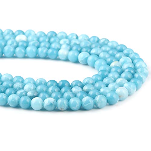 Larimar-Perlen, 100 % natürliche, runde Steine, lose Perlen für Schmuckherstellung, Halskette, Geschenk, 4 mm von LE SKY