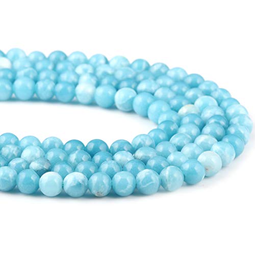 Larimar-Perlen, 100 % natürliche, runde Steine, lose Perlen für Schmuckherstellung, Halskette, Geschenk, 6 mm von LE SKY