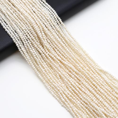 Natürliche Perlen, echte Süßwasser-Zuchtperlen, unregelmäßig, weiß, für Schmuckherstellung, DIY, Halskette, Geschenk, 1,8–2 mm von LE SKY