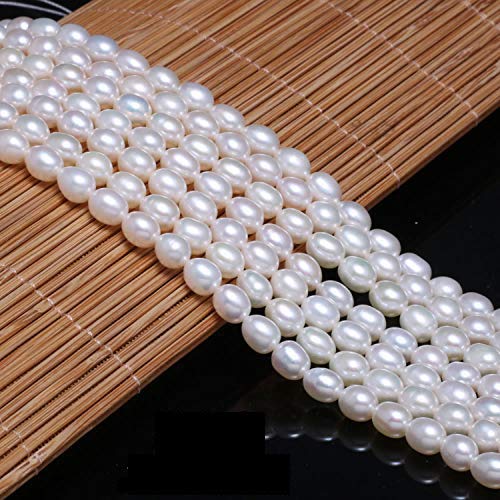 Natürliche Perlen, natürliche, ovale Süßwasser-Zuchtperlen, lose Perlen, Qualitätsstufe AAA für Schmuckherstellung, Charms, Halsketten, als Geschenk, 5–6 mm, 36,1 cm (2 Stränge) von LE SKY