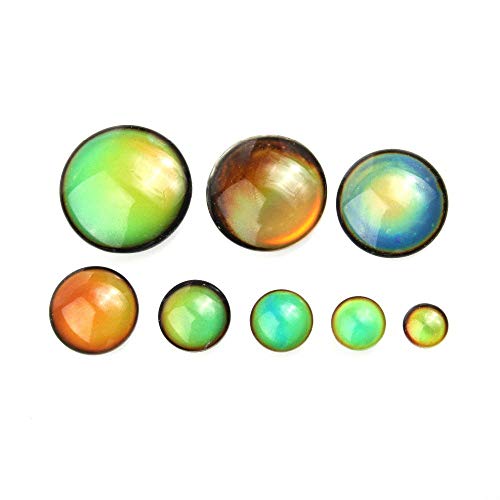 Runde Cabochon-Perlen, wechselnde Farbe durch Temperatur, Stimmungs-Charm, lose Perlen, Temperatursensor, Farbwechsel, Cabochon für Schmuckherstellung, Ornamente, 25 mm (10 Stück) von LE SKY