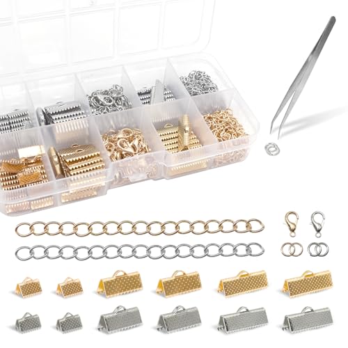 371-teiliges Band-Armband-Set, offene Binderinge, Karabinerverschlüsse, Kettenverlängerungen, Bandenden, Crimps für Armbandherstellung, Halskettenreparatur, handgefertigte Geschenke, DIY-Projekte. von LE-stone