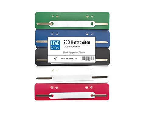 250 Heftstreifen aus Recycling-Karton in 5 Farben, Akten-Dulli farbig sortiert, 10 Bündel á 25 Stück - MADE IN GERMANY, Blauer Engel zertifiziert (250x Kunststoff mehrfarbig) 250 Heftstreifen aus Recycling-Karton in 5 Farben, Akten-Dulli farbig sortiert, 10 Bündel á 25 Stück - MADE IN GERMANY, Blauer Engel zertifiziert (250x Kunststoff mehrfarbig) von LEAD Office