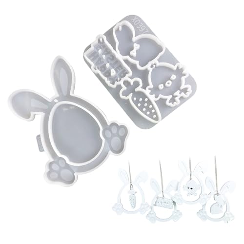 2 Stück Eierförmige Hasen-Anhänger Silikonformen Ostern Kaninchen hängende Formen Ornament Pflaster Formen Epoxidharz Formen 2 Stück Eierförmige Hasen-Anhänger Silikonformen Ostern Kaninchen hängende Formen Ornament Pflaster Formen Epoxidharz Formen von LEADSDGE