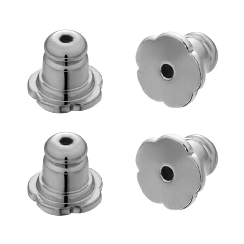 Set mit 4 sicheren Ohrring-Verschlüssen, Verschlusskupplungen, sichere Verriegelung, Edelstahl, Ohrringstecker für hängende Ohren von LEADSDGE