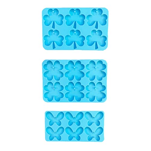 Silikonharzform mit Loch, vierblättrige Form, Ohrring-Harzform für Schmetterling, Epoxidharz, 3 Stück Silikonharzform mit Loch, vierblättrige Form, Ohrring-Harzform für Schmetterling, Epoxidharz, 3 Stück von LEADSDGE