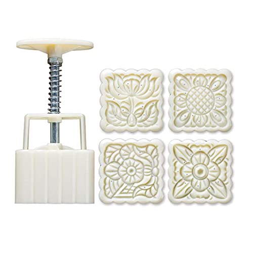 LEAMALLS 5 stück Ausstechformen Mooncake form manuelle Press Cookies Mould mit Blumen Backen Torten Fondant Backzubehör Modellierwerkzeug Backformsets Dekorationswerkzeuge von LEAMALLS