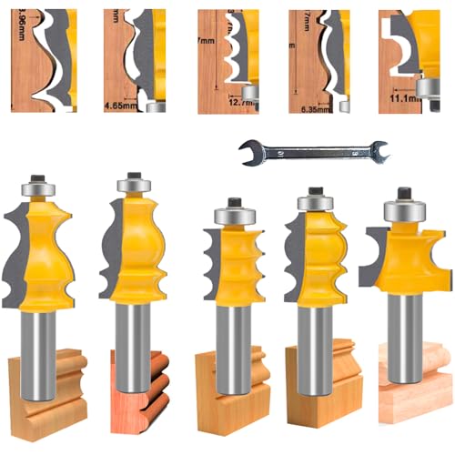 LEATBUY Oberfräsen-Bit, 1,27 cm Schaft, rund über erhöhte Paneele, Schranktür, Ogee-Schiene und Stile, Fräser-Bits, Holzbearbeitung, Holzschneider, Holzkarbid-Rillen-Zungenfräswerkzeug (KM-D1) von LEATBUY-TECH