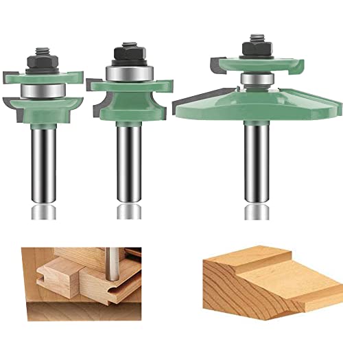 LEATBUY-TECH Leatbuy Fräser-Bit-Set, 1,27 cm Schaft, rund, erhöhter Panel, Schranktürschiene und Stile, Fräser-Bits, Holzbearbeitung, Holzschneider, Holzkarbid-Rillen-Zungenfräswerkzeug (DD-53) von LEATBUY-TECH