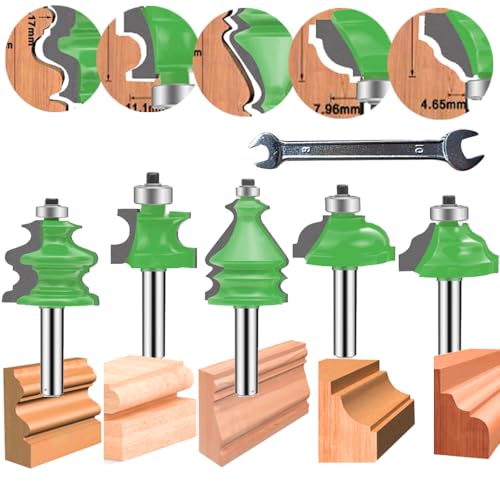 Leatbuy 3-teiliges Fräser-Bit-Set, 1,27 cm Schaft, rund über erhöhte Paneele, Schranktür, Ogee-Schiene und Stile, Fräser-Bits, Holzbearbeitung, Holzschneider, Holzkarbid-Rillen-Nutfräswerkzeug (rund) Leatbuy 3-teiliges Fräser-Bit-Set, 1,27 cm Schaft, rund über erhöhte Paneele, Schranktür, Ogee-Schiene und Stile, Fräser-Bits, Holzbearbeitung, Holzschneider, Holzkarbid-Rillen-Nutfräswerkzeug (rund) von LEATBUY-TECH