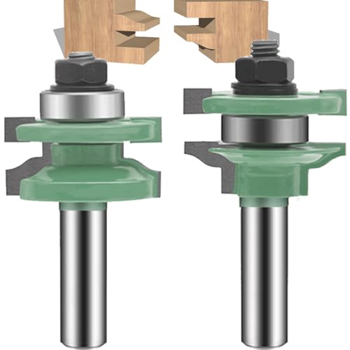 Leatbuy YU8-14 Fräser-Bit-Set, 1,27 cm Schaft, rund, erhöht, für Schranktüren, Ogee-Schienen und Stile, Fräs-Bits, Holzbearbeitung, Holzschneider, Holzkarbid-Rillen-Nut-Fräswerkzeug, 2 Stück von LEATBUY-TECH