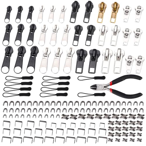 165 Stück Reißverschluss Reparatur Set, Reisverschluss-Fix-Kit, Reisverschlußzipper Set, Reißverschluss Zieher, Ersatz Zipper für Reißverschluss für Reparieren Jacke/Jeans/Tasche (4 Größen: #3/4/5/8) 165 Stück Reißverschluss Reparatur Set, Reisverschluss-Fix-Kit, Reisverschlußzipper Set, Reißverschluss Zieher, Ersatz Zipper für Reißverschluss für Reparieren Jacke/Jeans/Tasche (4 Größen: #3/4/5/8) von LEAZZLE