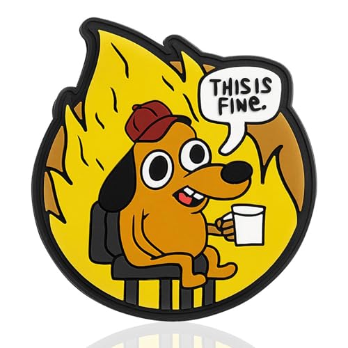 This is Fine Dog Humor Military Tactical Moral Patch | Lustiger taktischer Aufnäher, 7,6 cm cooler PVC-Gummi-Klettverschluss, Aufnäher für Rucksäcke, Militäruniformen, Jeans, Jacken, Westen, Hüte und This is Fine Dog Humor Military Tactical Moral Patch | Lustiger taktischer Aufnäher, 7,6 cm cooler PVC-Gummi-Klettverschluss, Aufnäher für Rucksäcke, Militäruniformen, Jeans, Jacken, Westen, Hüte und von LEBEIGHT
