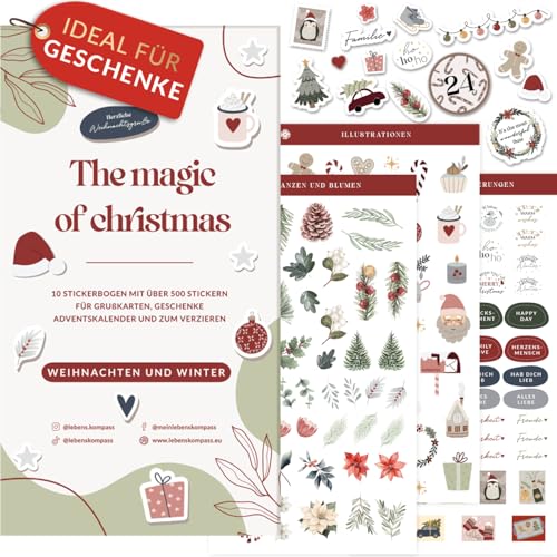 Lebenskompass Weihnachtssticker – Set aus 500+ Stickern für Geschenke, Karten & DIY-Projekte – Hochwertige Deko Sticker Weihnachten für festliche Bastelarbeiten Lebenskompass Weihnachtssticker – Set aus 500+ Stickern für Geschenke, Karten & DIY-Projekte – Hochwertige Deko Sticker Weihnachten für festliche Bastelarbeiten von LEBENSKOMPASS