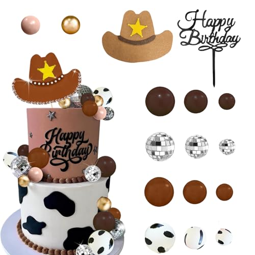 Cowboy-Kuchendekorationen, Cowgirl-Hut und Kugel-Kuchenaufsatz, Mini-Kugelform, glänzende Geburtstagskuchenaufsätze, Set, Blasenkucheneinsatz, Ballon, Partyzubehör, Braun Cowboy-Kuchendekorationen, Cowgirl-Hut und Kugel-Kuchenaufsatz, Mini-Kugelform, glänzende Geburtstagskuchenaufsätze, Set, Blasenkucheneinsatz, Ballon, Partyzubehör, Braun von LEBKFT