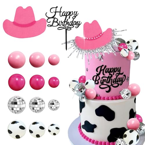 Cowboy-Kuchendekorationen, Cowgirl-Hut und Kugel-Kuchenaufsatz, Mini-Kugelform, glänzende Geburtstagskuchenaufsätze, Set, Blasenkucheneinsatz, Ballon, Partyzubehör, Rosa Cowboy-Kuchendekorationen, Cowgirl-Hut und Kugel-Kuchenaufsatz, Mini-Kugelform, glänzende Geburtstagskuchenaufsätze, Set, Blasenkucheneinsatz, Ballon, Partyzubehör, Rosa von LEBKFT