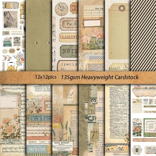 LEBKFT Vintage-Scrapbook-Papier, 15,2 x 15,2 cm, Karton, Decoupage-Papier, Scrapbooking, Papier für Scrapbooking, Decoupage, Bastelarbeiten und Geschenkverpackungen, 12 Stück LEBKFT Vintage-Scrapbook-Papier, 15,2 x 15,2 cm, Karton, Decoupage-Papier, Scrapbooking, Papier für Scrapbooking, Decoupage, Bastelarbeiten und Geschenkverpackungen, 12 Stück von LEBKFT