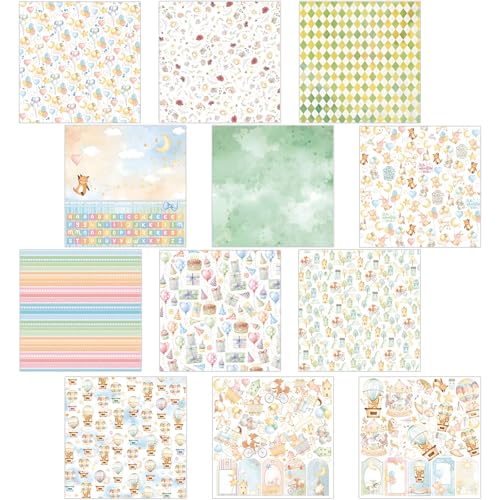 Vintage Scrapbook Papier 12 Blatt, Traumhaftes Dekorpapier für Scrapbooking DIY Handwerk Junk Journals Geschenk für Bastelliebhaber und Scrapbooking Enthusiasten (Kindheit) von LEBKFT