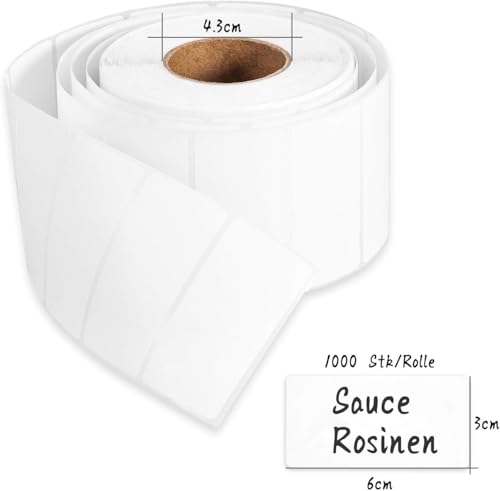 LECOKIT 1000 Etiketten selbstklebend (6x3cm Weiß) von LECOKIT