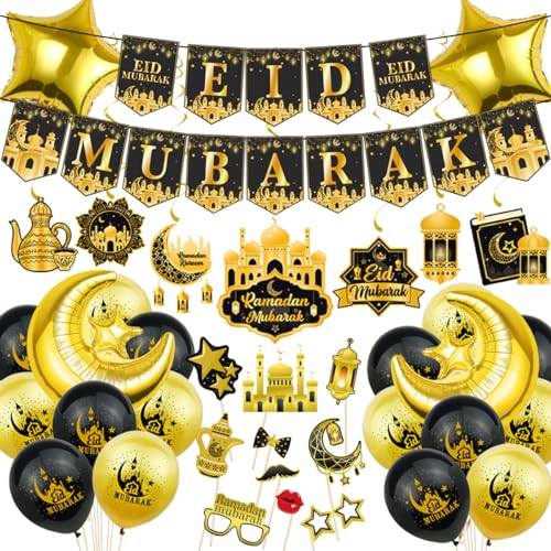 Eid Deko Set, Eid Mubarak Dekoration Eid Mubarak Girlande Luftballons Sprial Foto Requisiten, Eid Festival Party Dekoration Eid Deko Set, Eid Mubarak Dekoration Eid Mubarak Girlande Luftballons Sprial Foto Requisiten, Eid Festival Party Dekoration von LECONCES