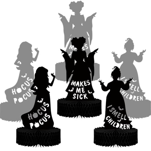 LECONCES Hocus Pocus Halloween-Dekorationen für den Innenbereich, 3 Stück Halloween-Hexen, Papier-Waben-Mittelstücke, Halloween-Silhouette, Tischdekoration, Halloween-Dekorationen für Büro und Zuhause LECONCES Hocus Pocus Halloween-Dekorationen für den Innenbereich, 3 Stück Halloween-Hexen, Papier-Waben-Mittelstücke, Halloween-Silhouette, Tischdekoration, Halloween-Dekorationen für Büro und Zuhause von LECONCES