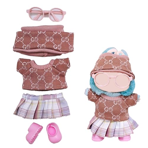 Pinke Puppenkleidung, 5er-Set für 17 cm große Puppen, exquisites Zubehör für Puppen, niedliches Kleid für Puppen, einzigartiger Stil, Pullover + Hut + Kleid + Schuhe + Brille Pinke Puppenkleidung, 5er-Set für 17 cm große Puppen, exquisites Zubehör für Puppen, niedliches Kleid für Puppen, einzigartiger Stil, Pullover + Hut + Kleid + Schuhe + Brille von LECOYOYO