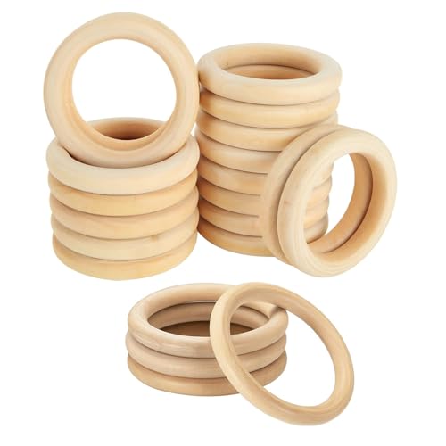 Natürliche Holzringe zum Basteln, unlackierte Holzringe für Makramee-Anhängerverbinder, Bastelringe, Holzbeißring (9 cm), 20 Stück von LECZIVOEN