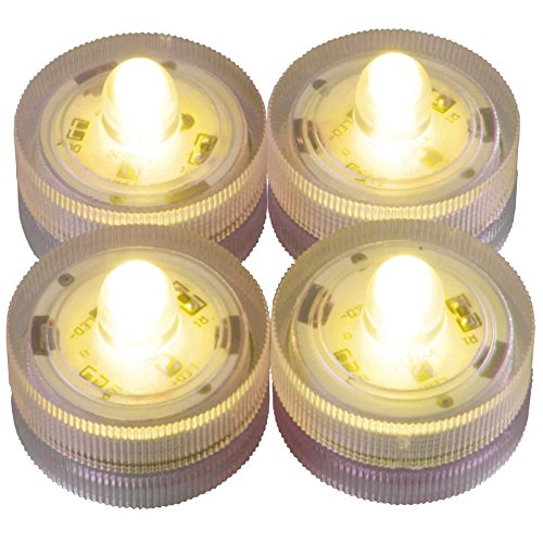 LED-Highlights Deko Kerzen Teelichter 4 er Set gelb leuchtend wasserdicht kabellos Batterie Stimmungslicht Tischlampe Innen Aussen von LED-Highlights