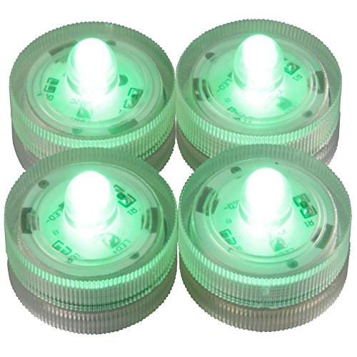 LED-Highlights Deko Kerzen Teelichter 4 er Set grün leuchtend wasserdicht kabellos Batterie Stimmungslicht Tischlampe Innen Aussen von LED-Highlights