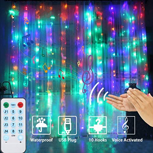 LEDGLE 300 LED lichterketten vorhang 3x3M Lichtervorhang, USB 4 Sprachsteuerung Modi & 8 Modi mit Farbe für Innen Außen Garten Party Hochzeit Weihnachten, Partydekoration, Farbe, IP44 Wasserdicht von LEDGLE