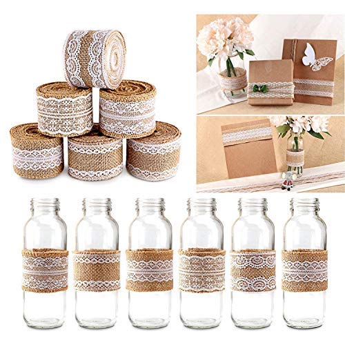 LEDGOO Juteband Dekoband Spitze 2 Meter, Natürliche Sackleinen Band mit Weisse Spitzen für Nähen DIY Handwerk Hochzeit Party Weihnachten Deko LEDGOO Juteband Dekoband Spitze 2 Meter, Natürliche Sackleinen Band mit Weisse Spitzen für Nähen DIY Handwerk Hochzeit Party Weihnachten Deko von LEDGOO